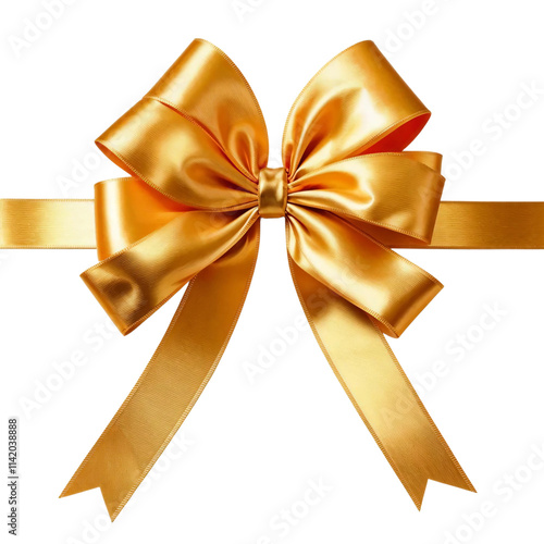 Gold bow and ribbon isolated on transparent background