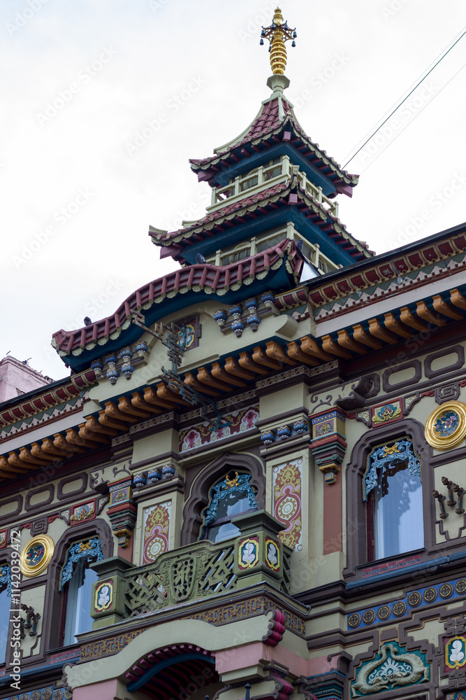 Facade of a tea house on Myasnitskaya Street in Chinese style. Moscow, Russia. Facade of a tea house on Myasnitskaya Street in Chinese style. Moscow, Russia.