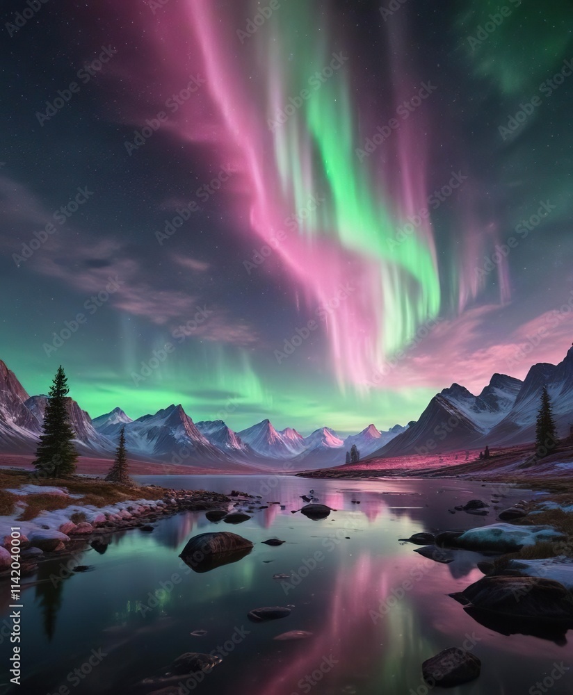 soft hues of pink and green in the aurora borealis light up the night, light, aurora borealis soft hues of pink and green in the aurora borealis light up the night, light, aurora borealis