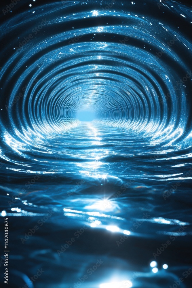 A mesmerizing tunnel of shimmering blue water, creating a serene and captivating underwater illusion. A mesmerizing tunnel of shimmering blue water, creating a serene and captivating underwater illusion.