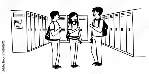 student talking in school corridor
