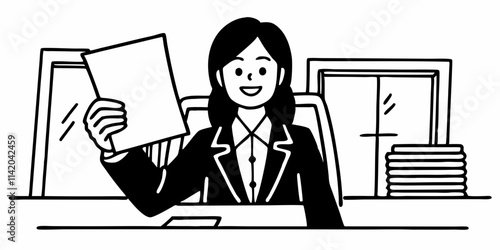 Young satisfied business woman