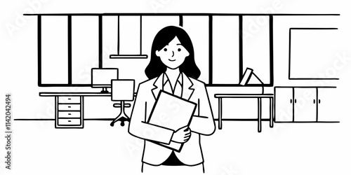 Young satisfied business woman