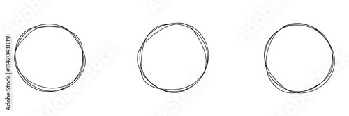 Circle line sketch icon in hand drawn style. Circular scribble doodle vector illustration on isolated background. Pencil or pen bubble sign business concept.