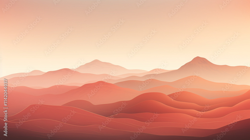 Misty Orange Mountains at Sunset Misty Orange Mountains at Sunset