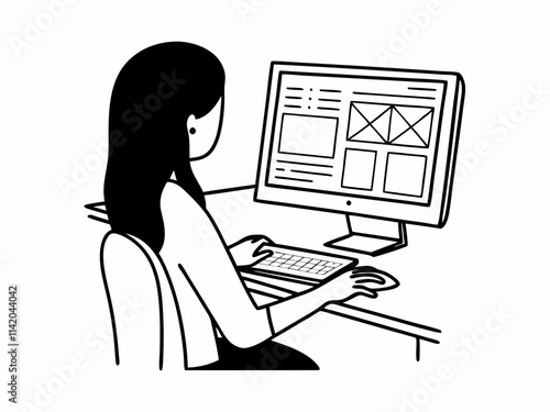 Female designer using software on computer