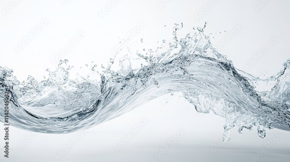 Dynamic water splash captured in motion on neutral background Dynamic water splash captured in motion on neutral background