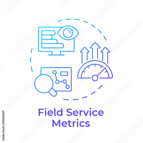 Field service metrics blue gradient concept icon. Performance indicators. Key component of FSM. Round shape line illustration. Abstract idea. Graphic design. Easy to use in article