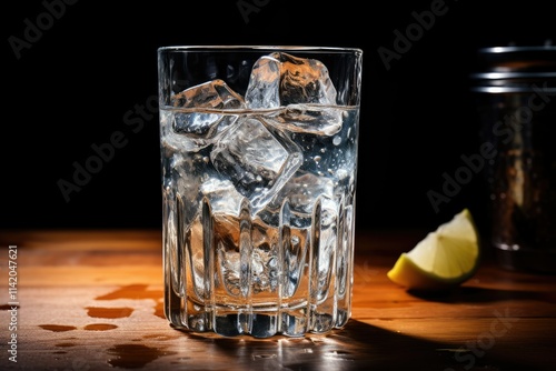 On the Table an Ice Filled Glass Awaits its Refreshing Contents