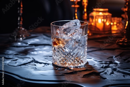 On the Table an Ice Filled Glass Awaits its Refreshing Contents