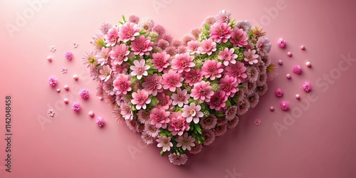 Intricate 3D heart, pink blooms burst forth; macro lens reveals tender love.