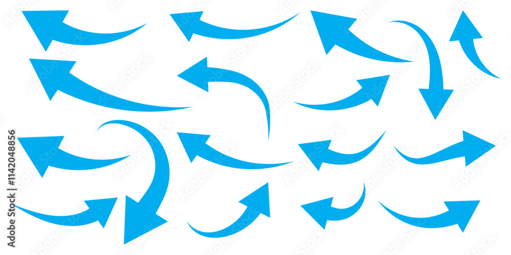 Set of curved arrows isolated on white background. Curved arrows, hand drawn curved arrows. Set long blue curve arrow icon vector . blue curve arrow icon set. long arrow icon set. curve arrow vector. Set of curved arrows isolated on white background. Curved arrows, hand drawn curved arrows. Set long blue curve arrow icon vector . blue curve arrow icon set. long arrow icon set. curve arrow vector.