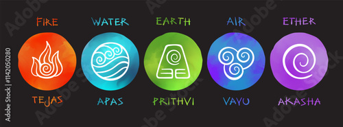 Five Elements Symbols Vivid Collection