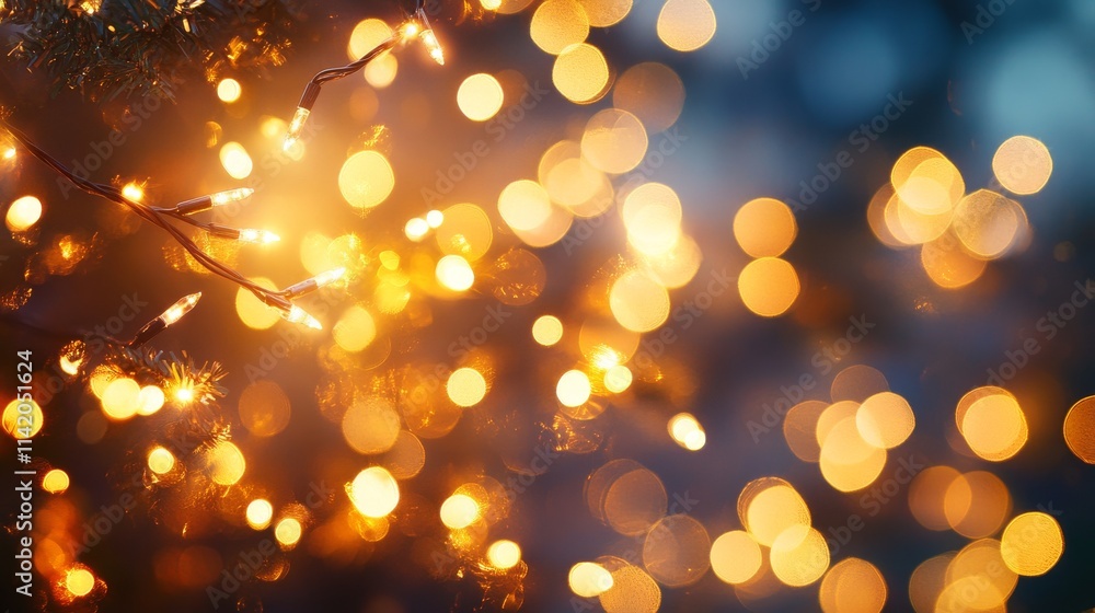 Blurred Christmas lights background with festive gold holiday bokeh Blurred Christmas lights background with festive gold holiday bokeh