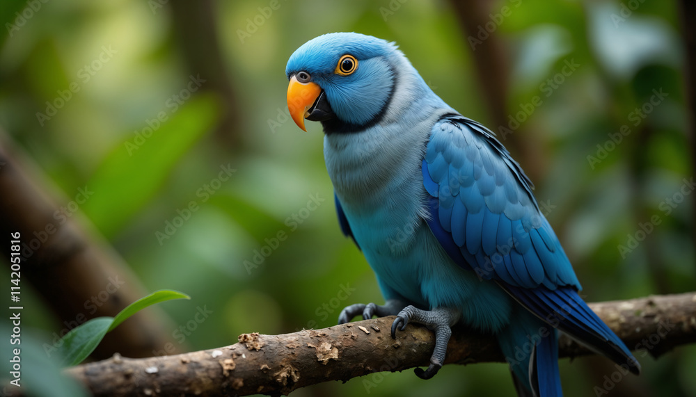 Vibrant Blue Bird in Lush Green Forest Vibrant Blue Bird in Lush Green Forest
