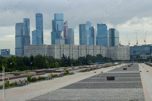 Photography View of the Moscow-City business complex from Victory Park on Poklonnaya Hill