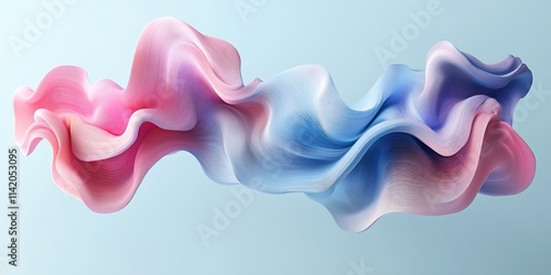 Abstract pink and blue wavy fabric flow.