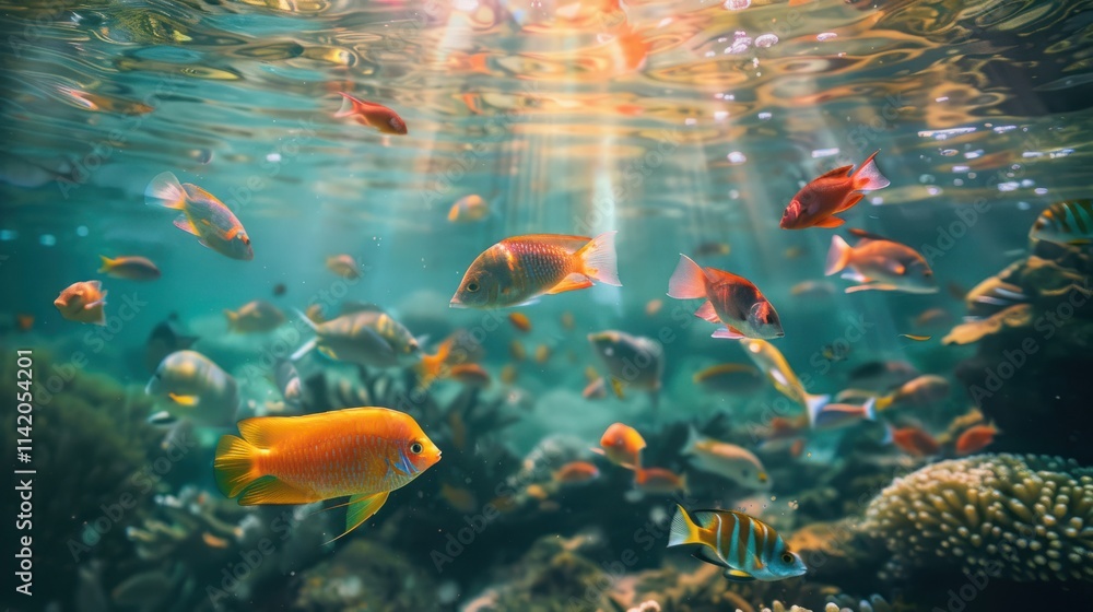 Naklejka premium underwater life, Fish, underwater creatures, wildlife