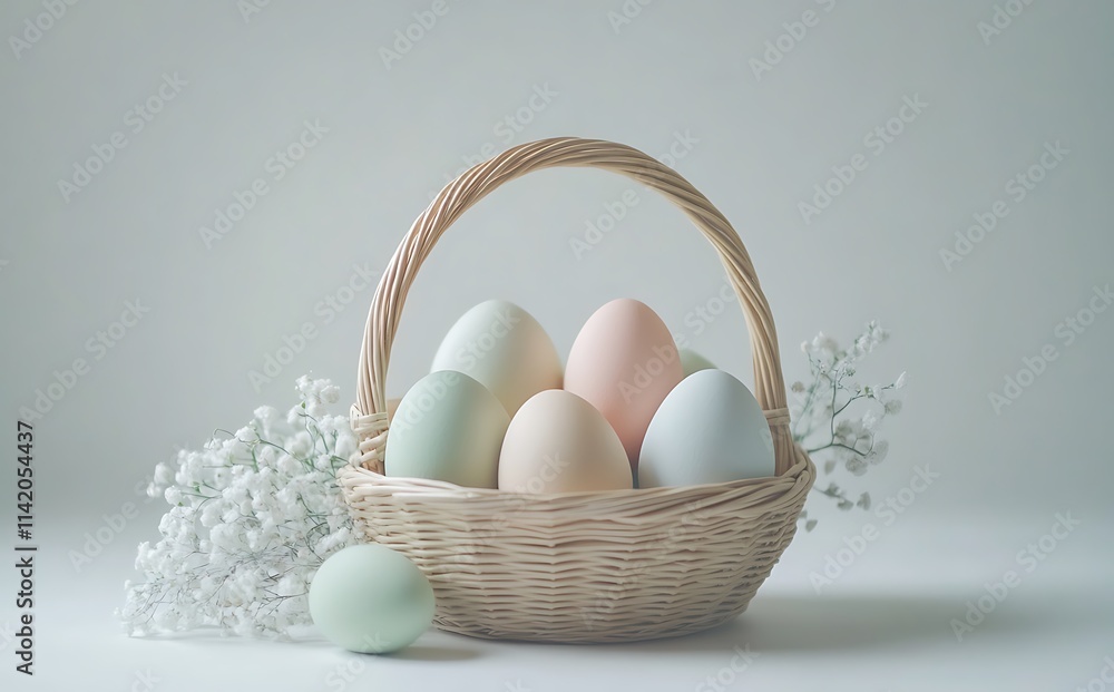 Easter baskets with different colorful eggs Easter baskets with different colorful eggs