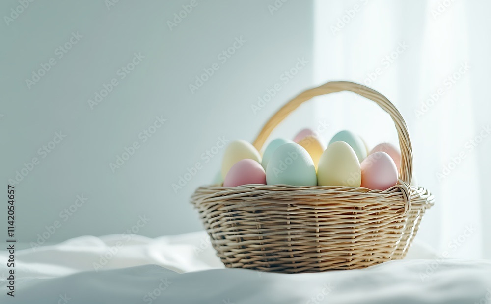 Easter baskets with different colorful eggs Easter baskets with different colorful eggs