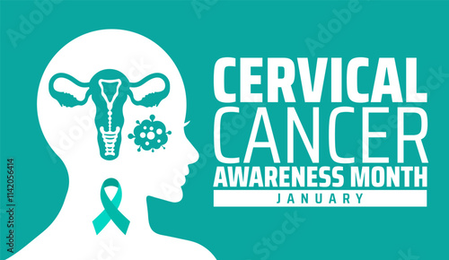 Cervical Cancer Awareness Month background banner or poster design template. observed every year in January. Holiday concept. Use to any Template, card, poster, placard, template.