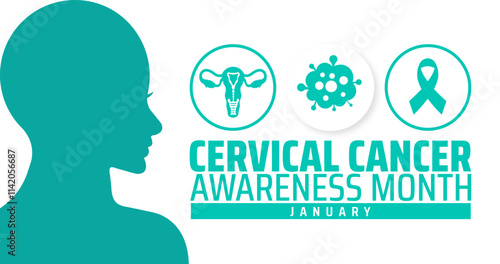 Cervical Cancer Awareness Month background banner or poster design template. observed every year in January. Holiday concept. Use to any Template, card, poster, placard, template.
