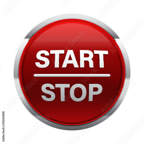 Start and stop red button, vector sign isolated