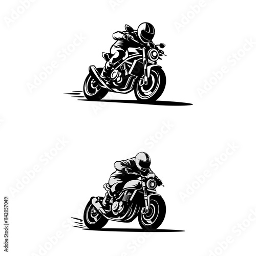 Dynamic Motorcycle Rider Illustration photo