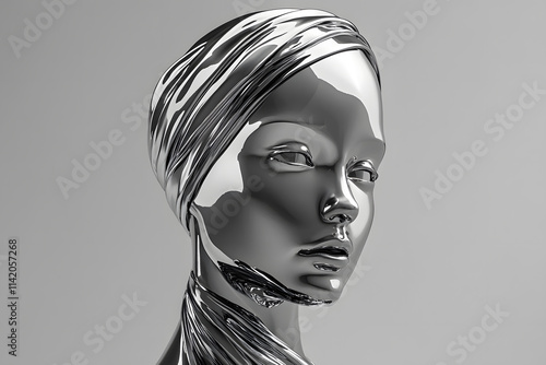 Chrome Head Sculpture: A Modernist Masterpiece photo