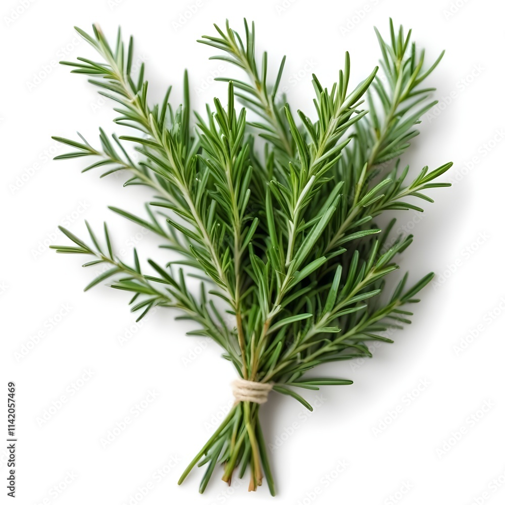 Fototapeta premium A cluster of fragrant rosemary sprigs with needle-like leaves