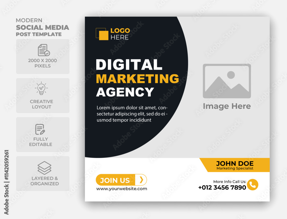 Obraz premium Digital marketing agency and corporate social media post template