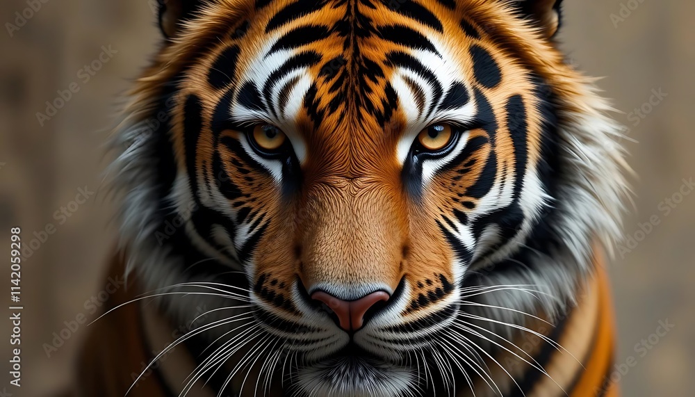 Intense Gaze Majestic Tiger Portrait Close-Up Photography Intense Gaze Majestic Tiger Portrait Close-Up Photography