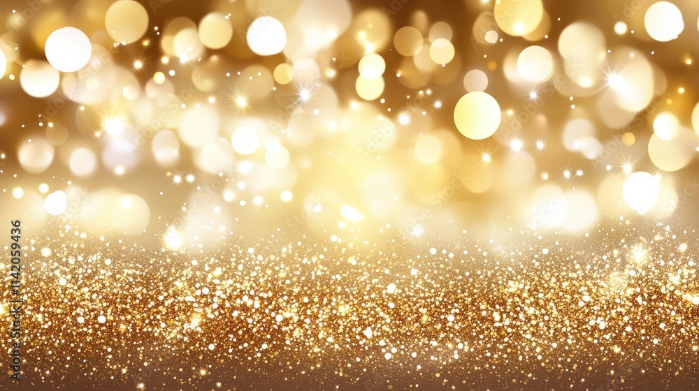 Golden Glitter Background with Blurred Bokeh Circles and Sparkles Golden Glitter Background with Blurred Bokeh Circles and Sparkles