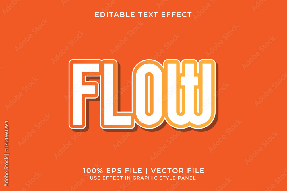 3D Editable orange FLOW vector text effect. Suitable for promotion, advertising, event, banner, game 3D Editable orange FLOW vector text effect. Suitable for promotion, advertising, event, banner, game