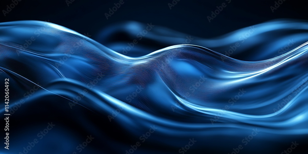Obraz premium Abstract blue waves flowing smoothly. (2)
