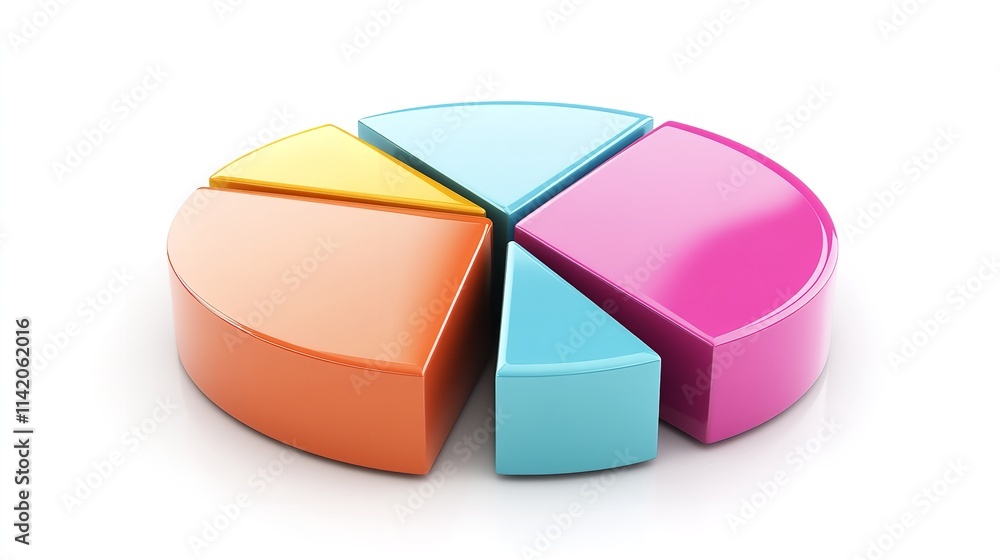 Obraz premium 3D Pie Chart Illustrating Market Share Distribution Among Competitors