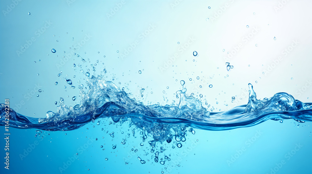 Splashing Blue Water with Air Bubbles Splashing Blue Water with Air Bubbles