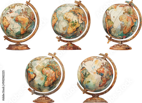 vintage globe watercolor clipart
