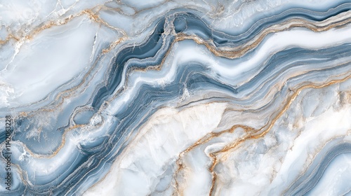Elegant Blue Marble Pattern With Smooth Waves and Veins of Gold