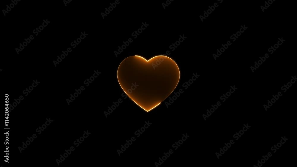 Heart love fill stroke icon glowing neon animation on black background . Heart love fill stroke icon glowing neon animation on black background .