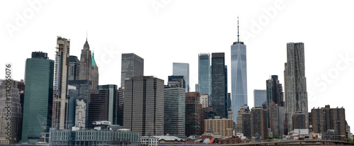Panoramic view of World Trade Center and Manhattan skyline building with no backgroung PNG