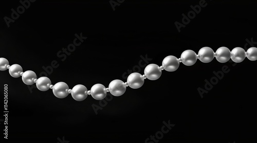 Diagonal String of White Pearls on a Black Background