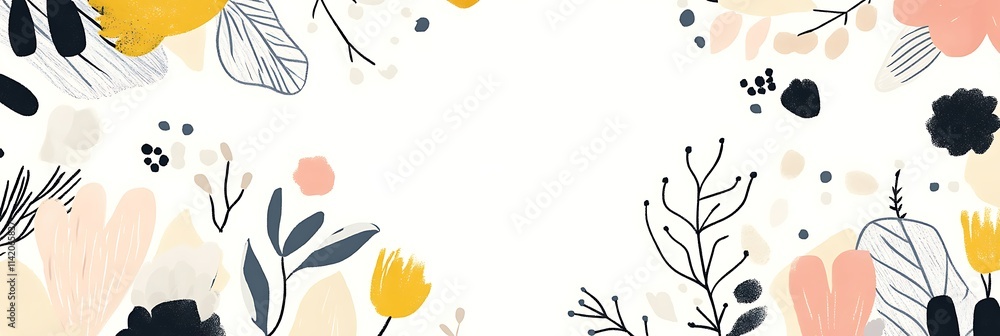 Naklejka premium Floral elements, hand-drawn style, vector illustration, easter background