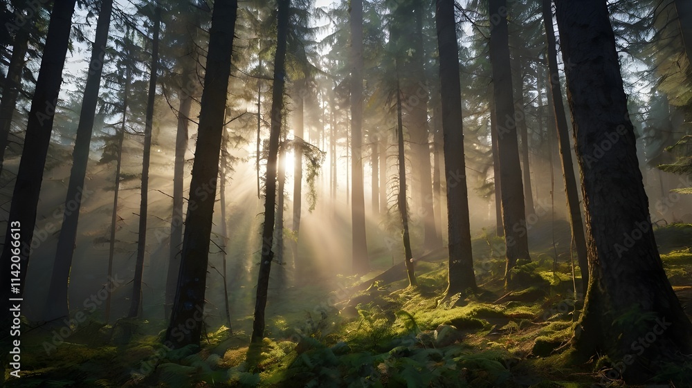 morning in the forest, landscape, forest morning in the forest, landscape, forest