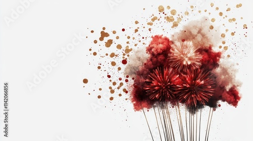 Explosive fireworks display night sky watercolor artwork vibrant colors artistic perspective celebration concept photo