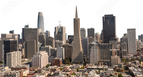 Skyline of downtown San Francisco California with no background transparent PNG