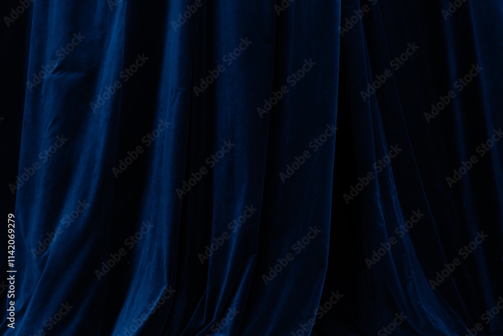 Fototapeta premium Blue curtain in theatre background