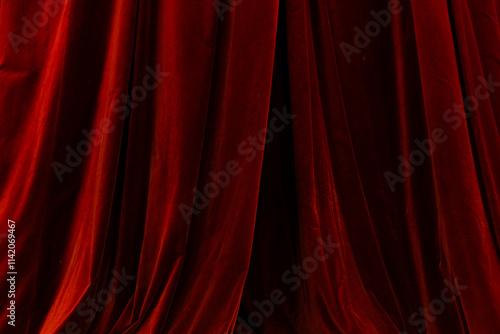 Red curtain in theatre background