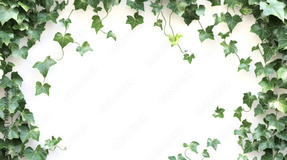 Ivy corners, climbing vine with green leaves of creeper plant for border or frame decoration. Hedera branch hanging on garden wall, isolated on white background. Realistic 3d vector illustration, set Ivy corners, climbing vine with green leaves of creeper plant for border or frame decoration. Hedera branch hanging on garden wall, isolated on white background. Realistic 3d vector illustration, set