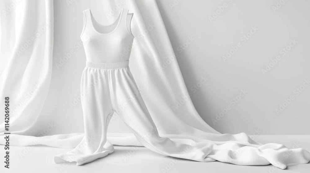 Women jumpsuit mockup in front and back view. Vector 3d template of blank white female overalls with pants and sleeveless tank top. Realistic girls clothes, summer garment or nightwear Women jumpsuit mockup in front and back view. Vector 3d template of blank white female overalls with pants and sleeveless tank top. Realistic girls clothes, summer garment or nightwear